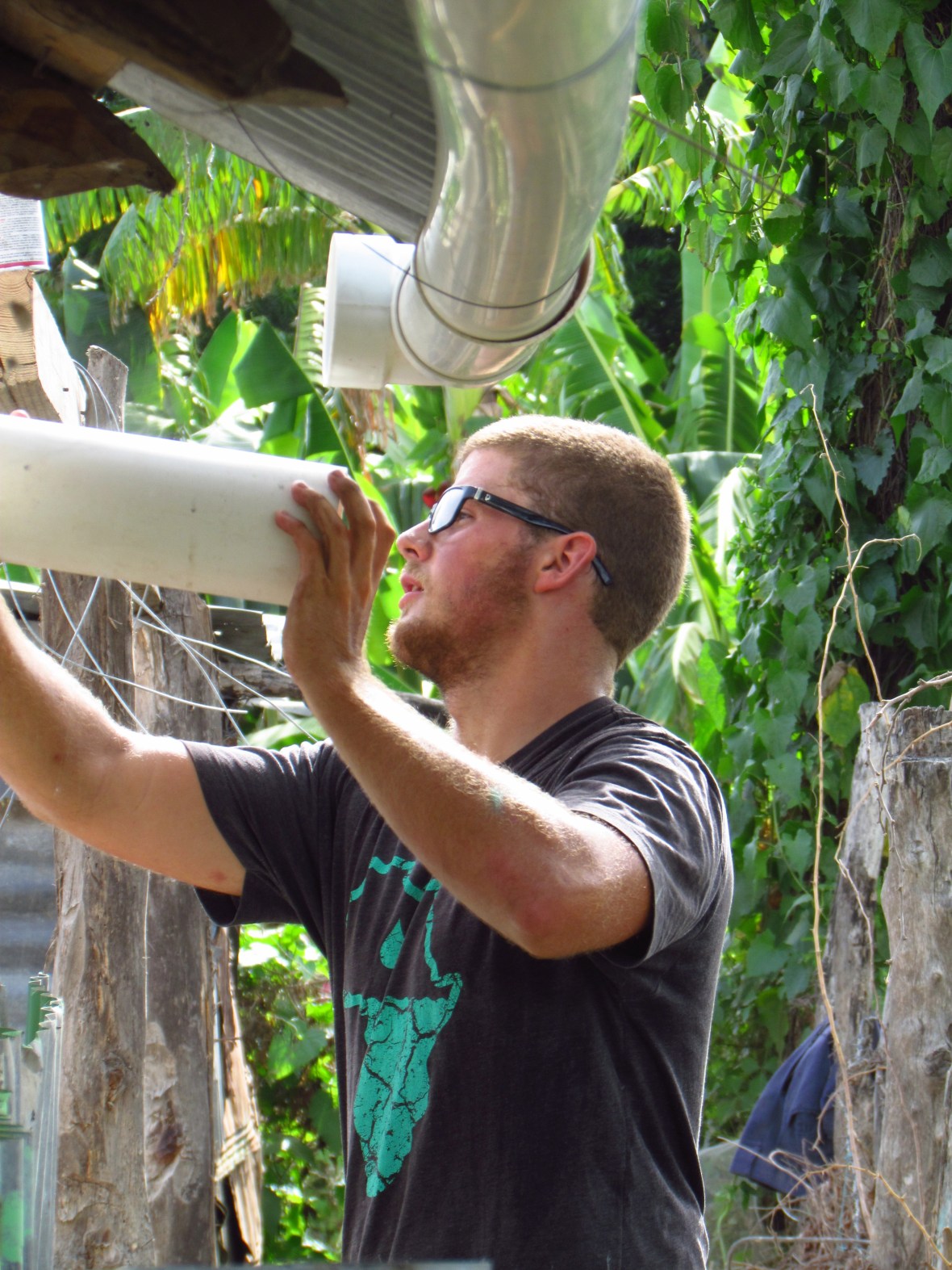 Jamie connecting the gutters